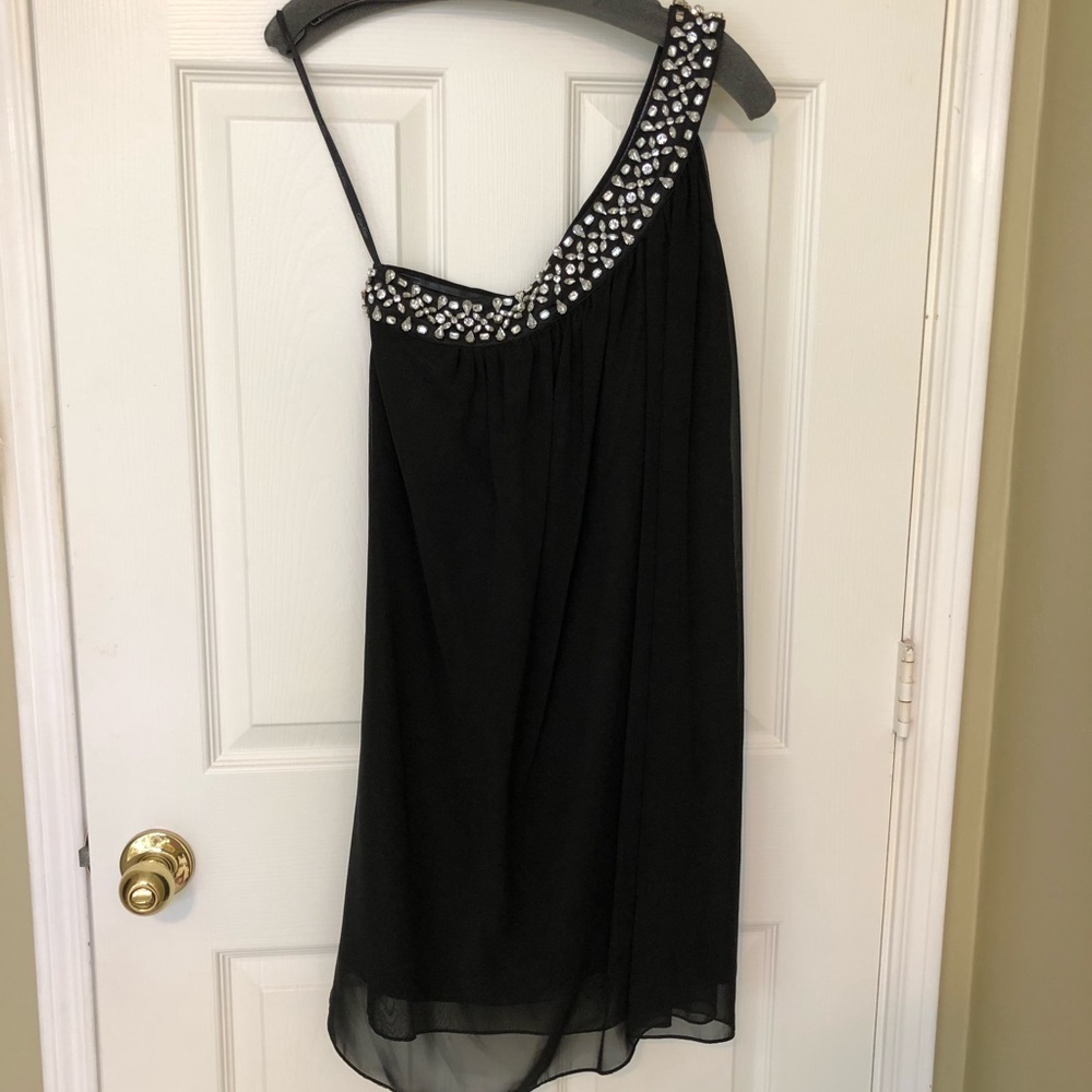 Black one shoulder cocktail dress